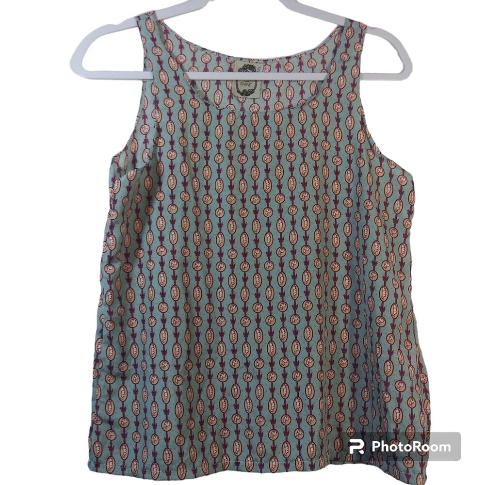 Come Rain Come Shine Rabbit Print Tank Top Size Small